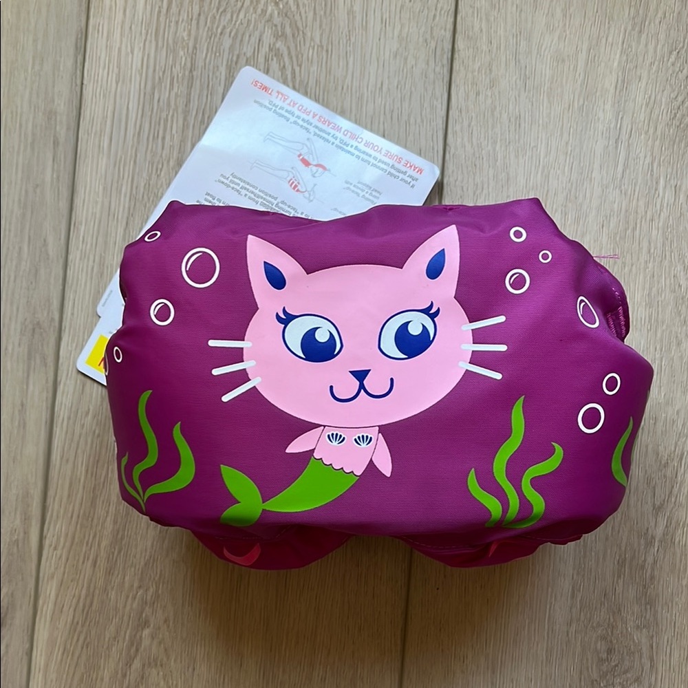NWT Puddle Jumper Kids Swim Float with Pink Cat Design